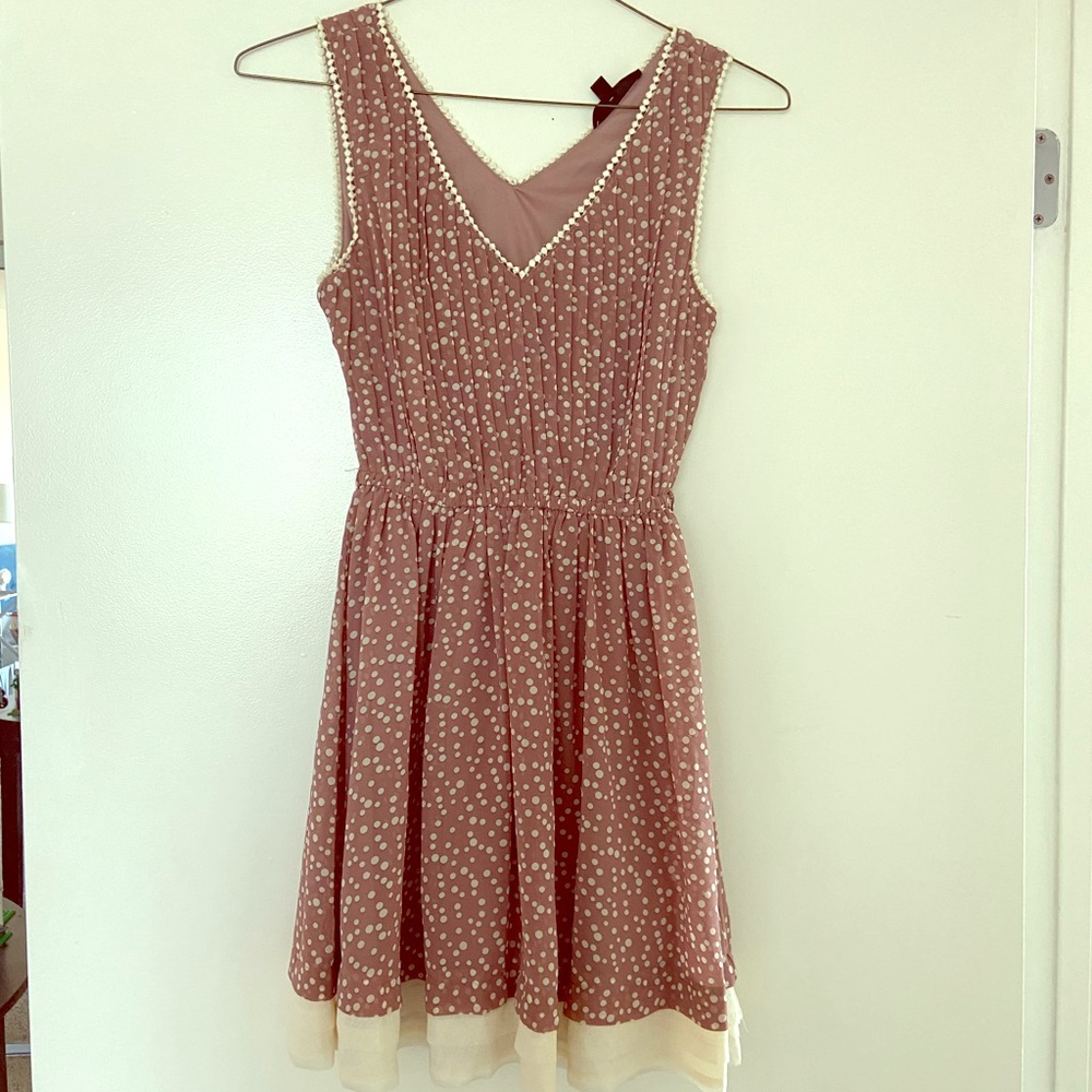 Double Zero Blush/Beige Polka-Dot Dress
